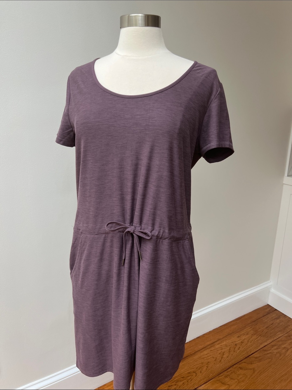 Kyodan Casual Short Sleeve Performance Drawstring Waist Dress - Dusty Plum